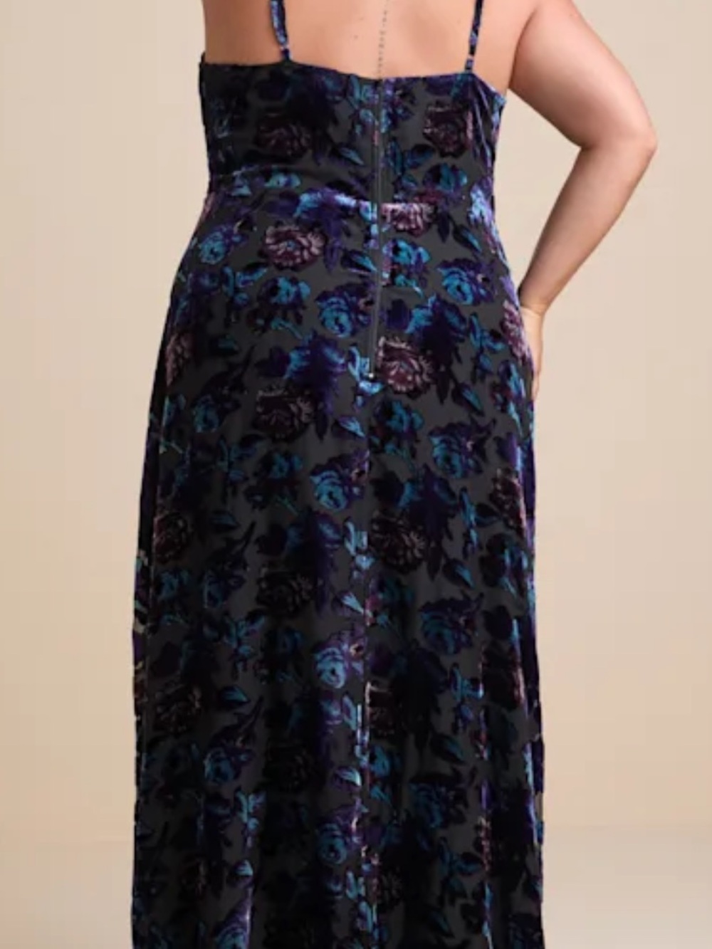NWT Lulus Pretty Companion Black Floral Velvet Burnout Maxi Dress with Side Slit - Picture 6 of 9